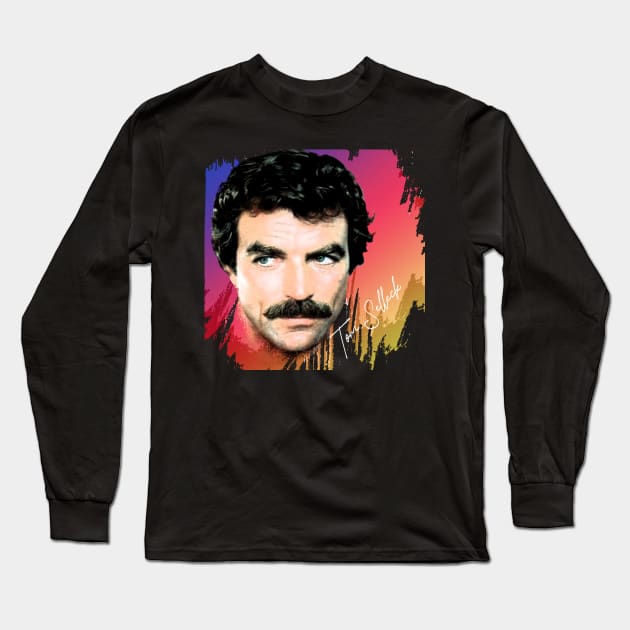 Tom Selleck-Retro Limited Edition Long Sleeve T-Shirt by Hursed